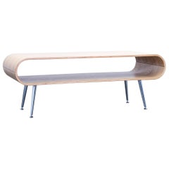 Designer Sofa Table Ash Brown Brass Retro Chic Wood