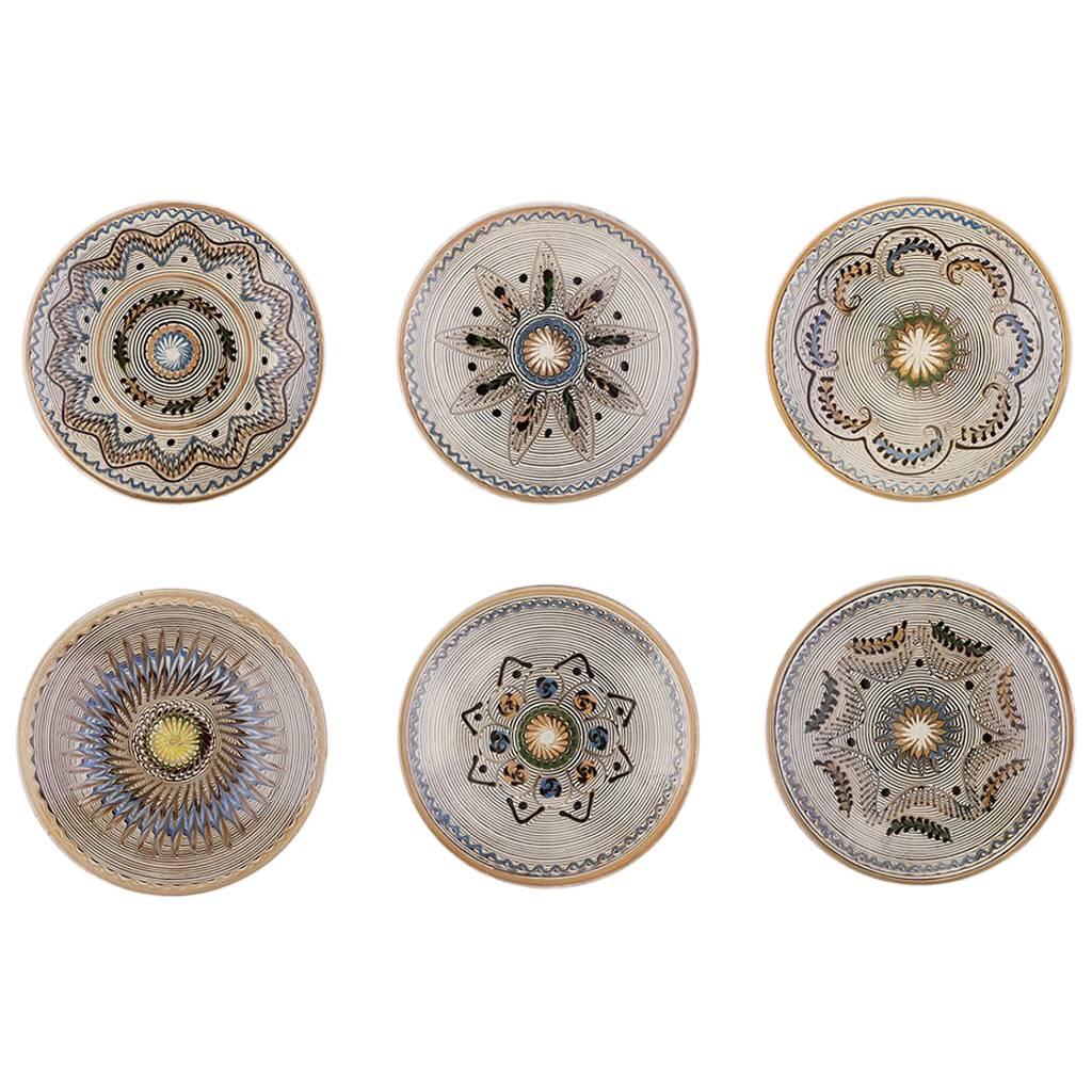 Made to Order Traditional Romanian Hand-Painted Dinner Plates, Set of Six For Sale