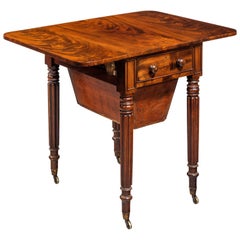 Antique Regency Period Mahogany Pembroke Work Table with a Sewing Basket