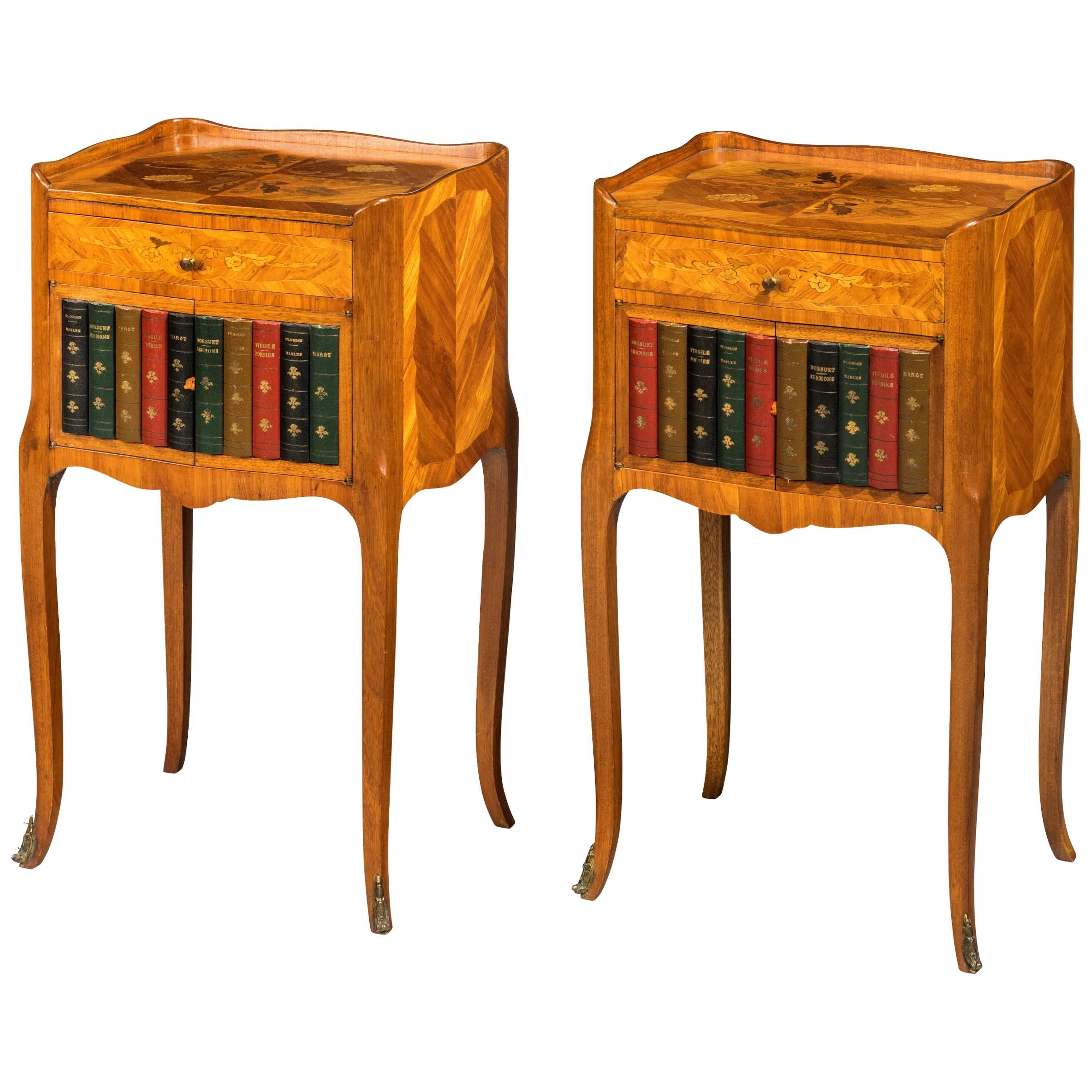 Pair of Late 19th Century Kingwood and Marquetry Night Cabinets