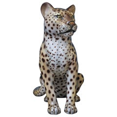 Ceramic Hand-Painted Leopard by Favaro Cecchetto, 1960s, Italy