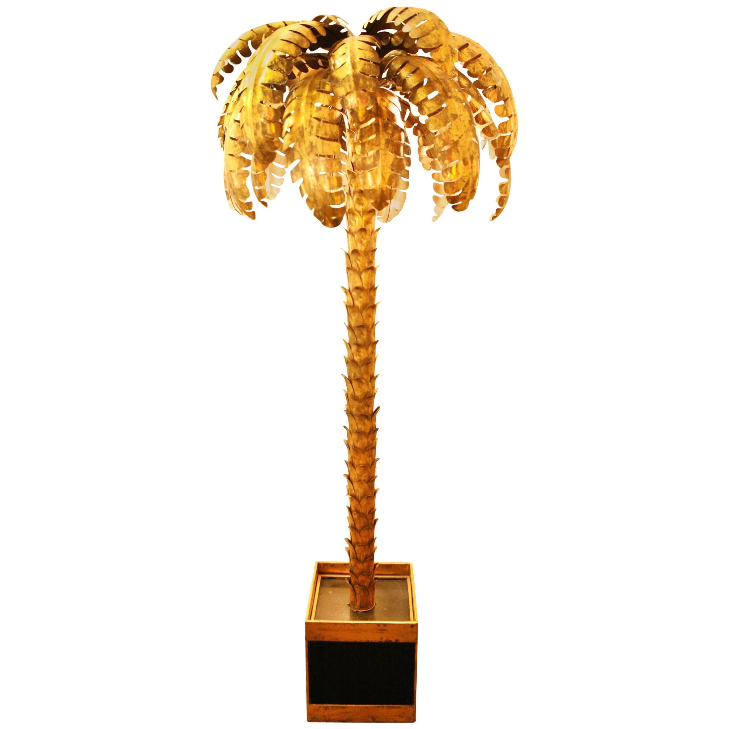 Gilded Palmer Floor Lamp in Gold Finish For Sale
