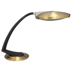 Fase Madrid Mid-Century Black and Gold Desk Lamp, Special Edition, 1960s
