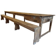 Late 19th Century Refectory Table and Bench