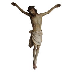 Suffering Christ Sculpture Vintage & Originally Hand-Painted Corpus 1890-1910