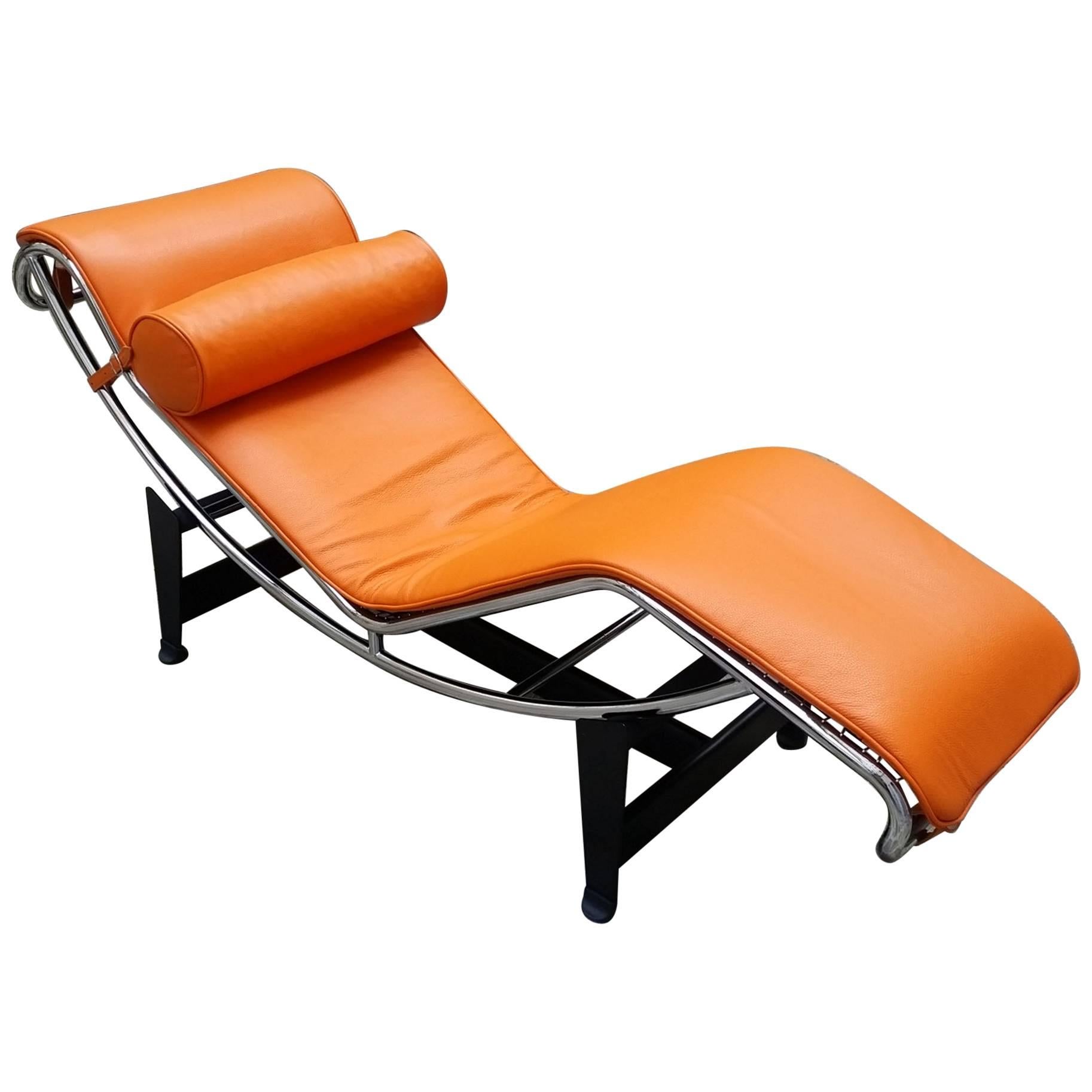 Le Corbusier Lounge Armchair LC4 Cassina Edition, Orange