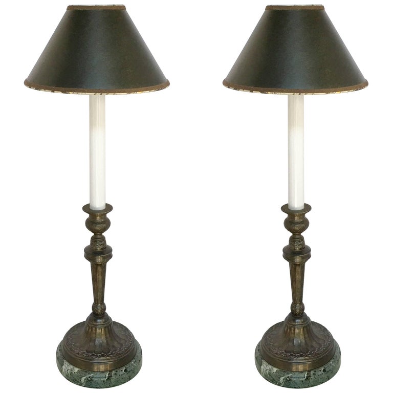 Pair of Louis XVI Style Candlestick Buffet Table Lamps by Sarreid ...