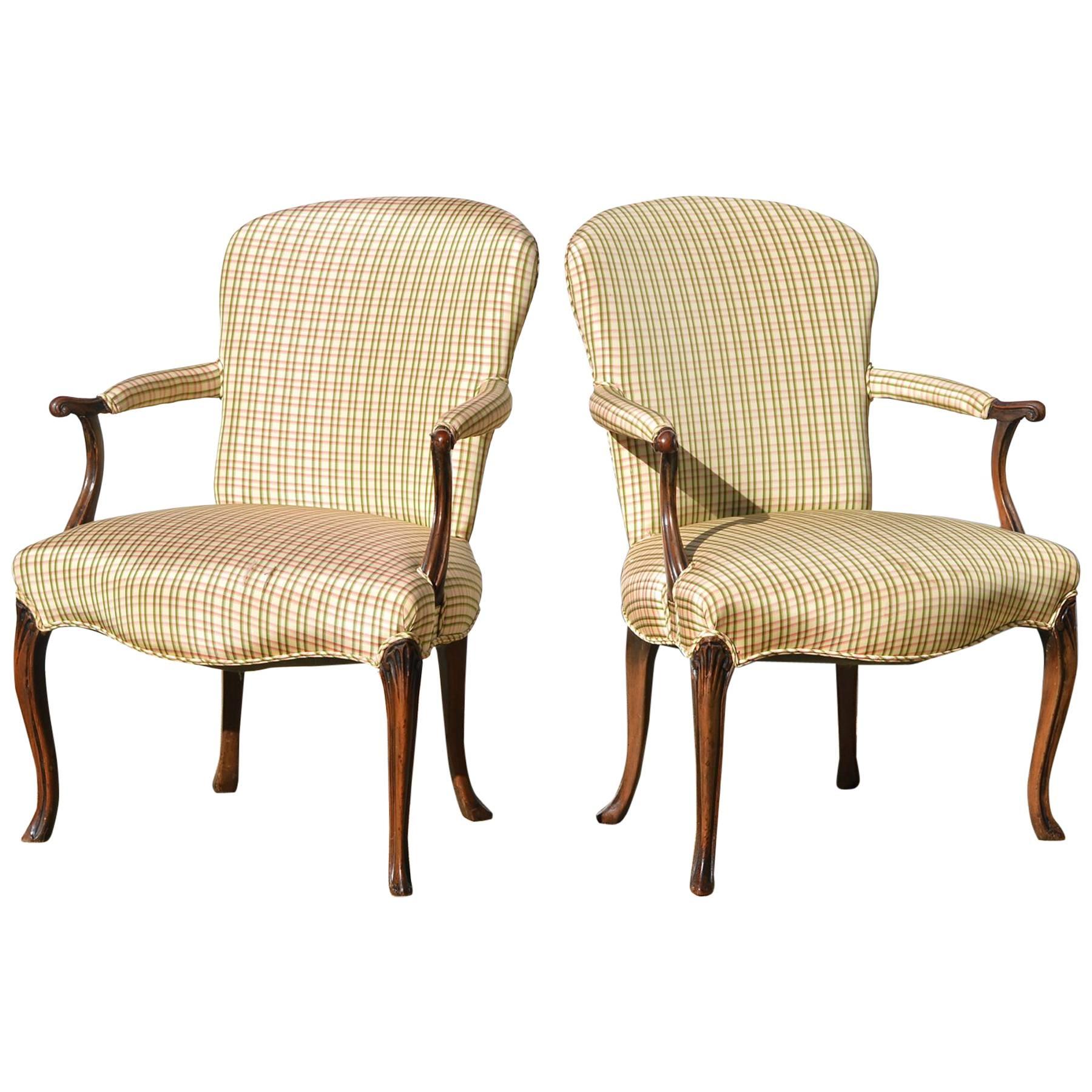 Georgian Library Chairs of Fruitwood, Pair