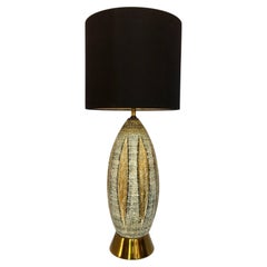 Mid-Century Modern Bitossi Style Ceramic and Brass Table Lamp, Italy