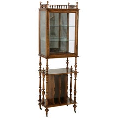 Late 19th Century French Hand-Carved Walnut Music Cabinet or Display Vitrine
