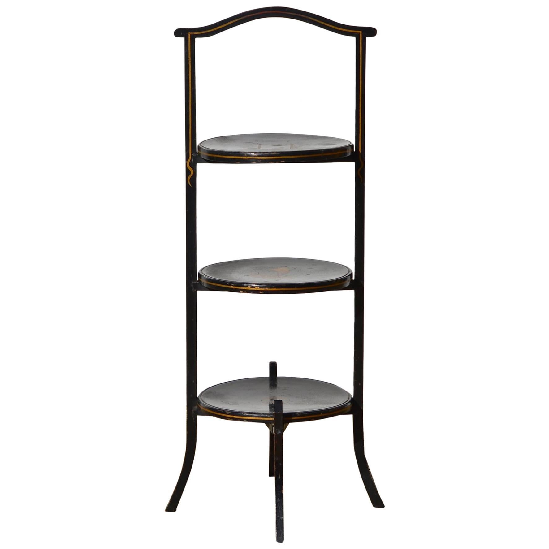 Ebonized Chinoiserie Muffin Stand For Sale