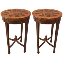 Diminutive Pair of Inlaid Side Tables