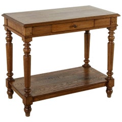 Small-Scale French Oak Draper's Table with Single Drawer, Kitchen Island