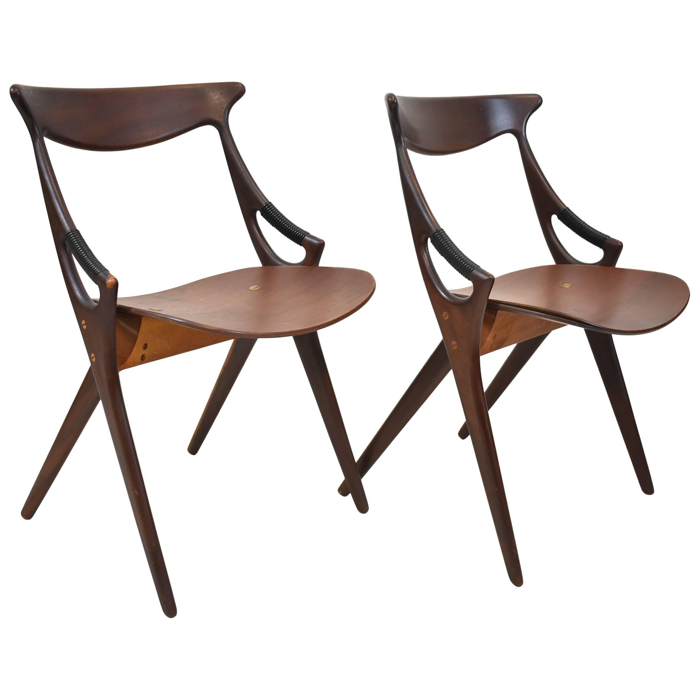 Pair of Mid-Century Modern Danish Teak Chairs by Arne Hovmand Olsen Model 71
