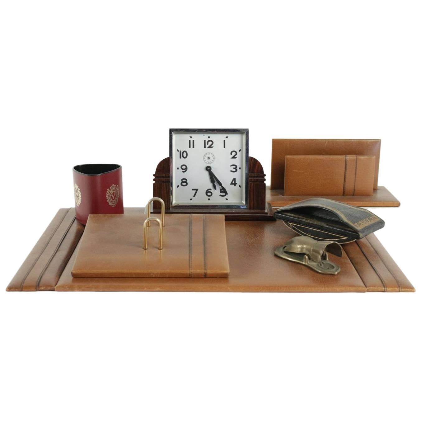 Complete 1940s Desk Set Including Clock