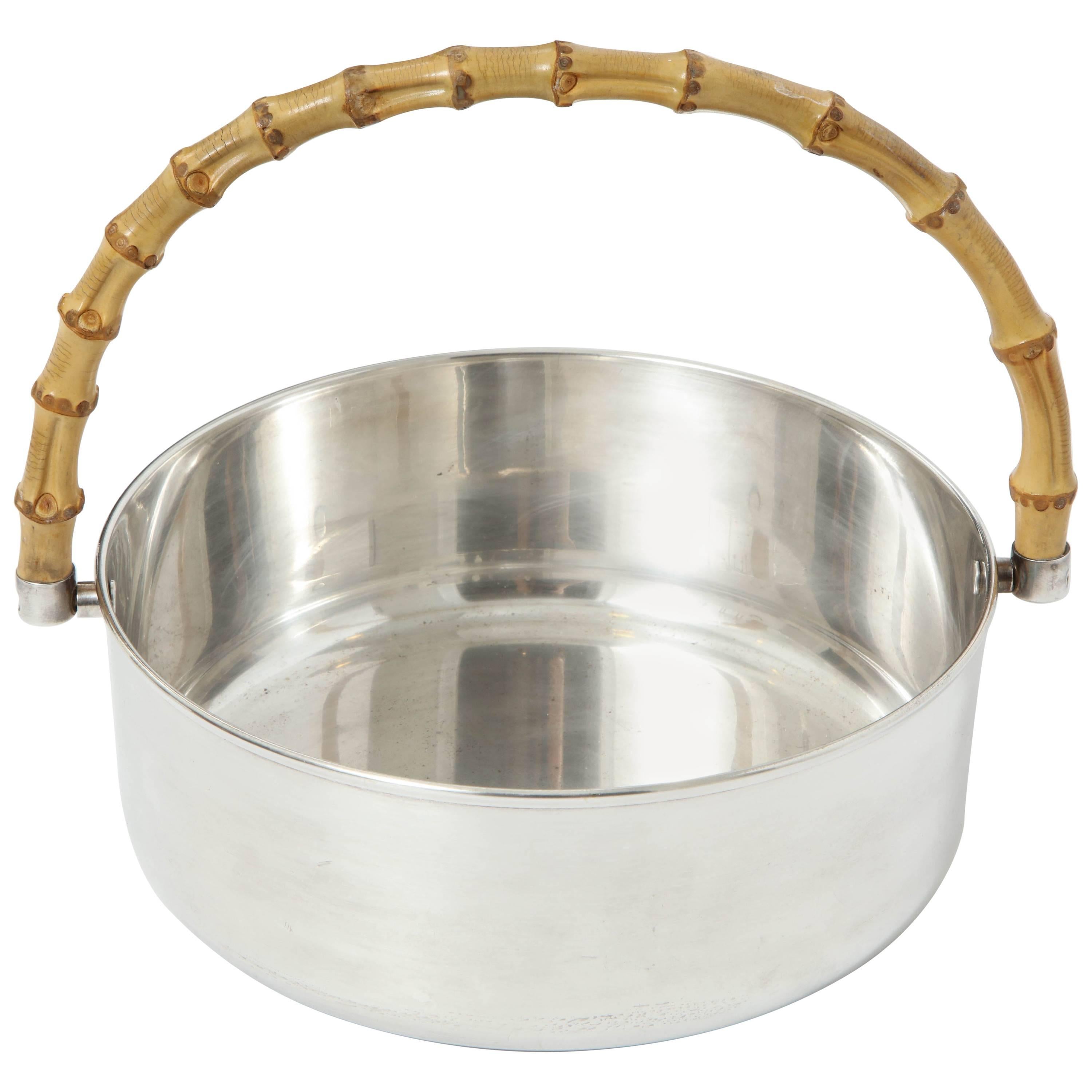 Gucci Silver Plate Bowl with Classic Wood Handle