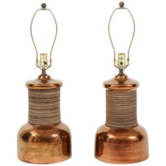 Pair of Bitossi Metallic Copper Glazed Table Lamps