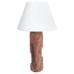 Textured Red and Brown Ceramic Lamp