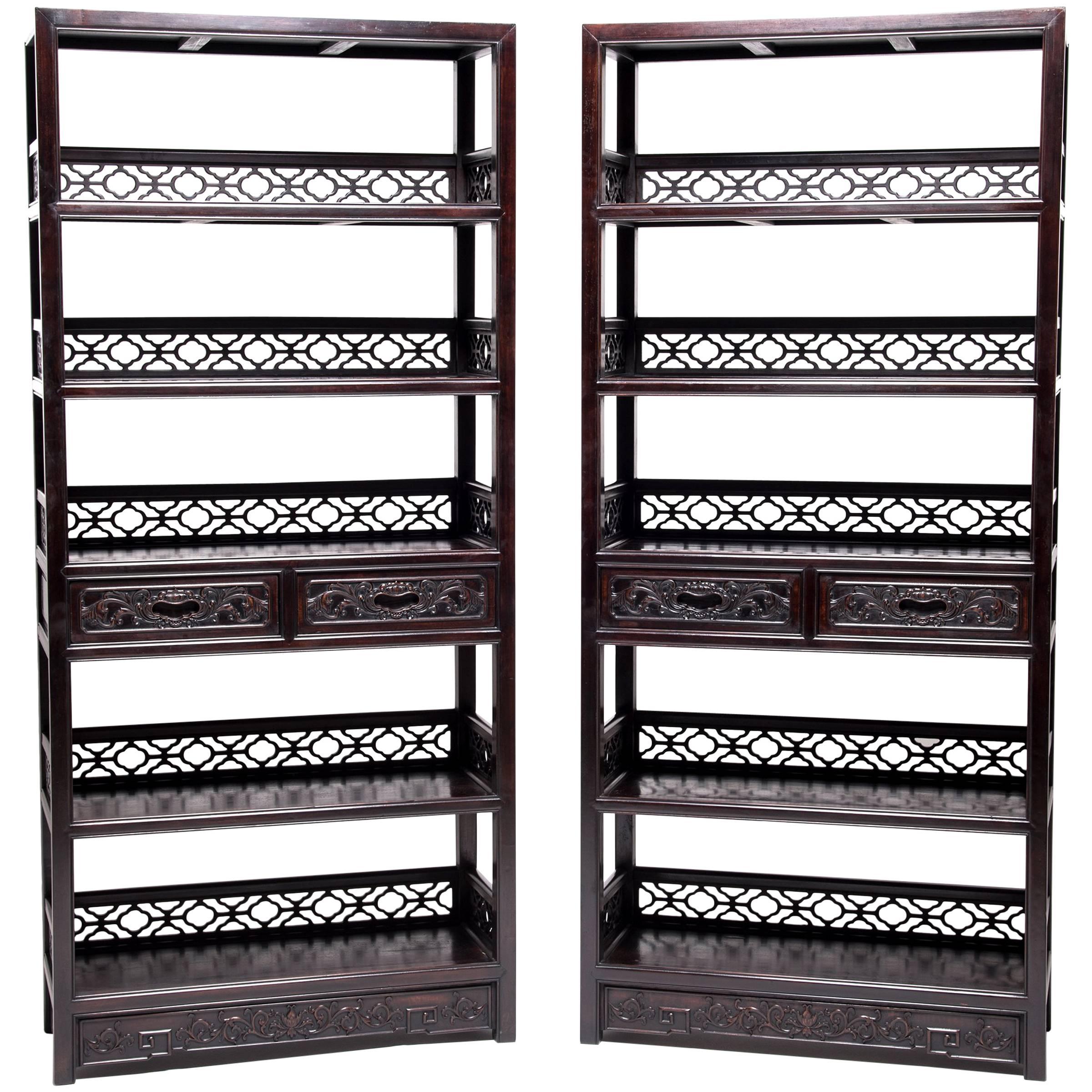 Pair of Fine Chinese Scholar's Scroll Shelves