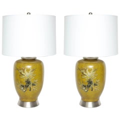 Marbro Ochre Glazed Porcelain Lamps