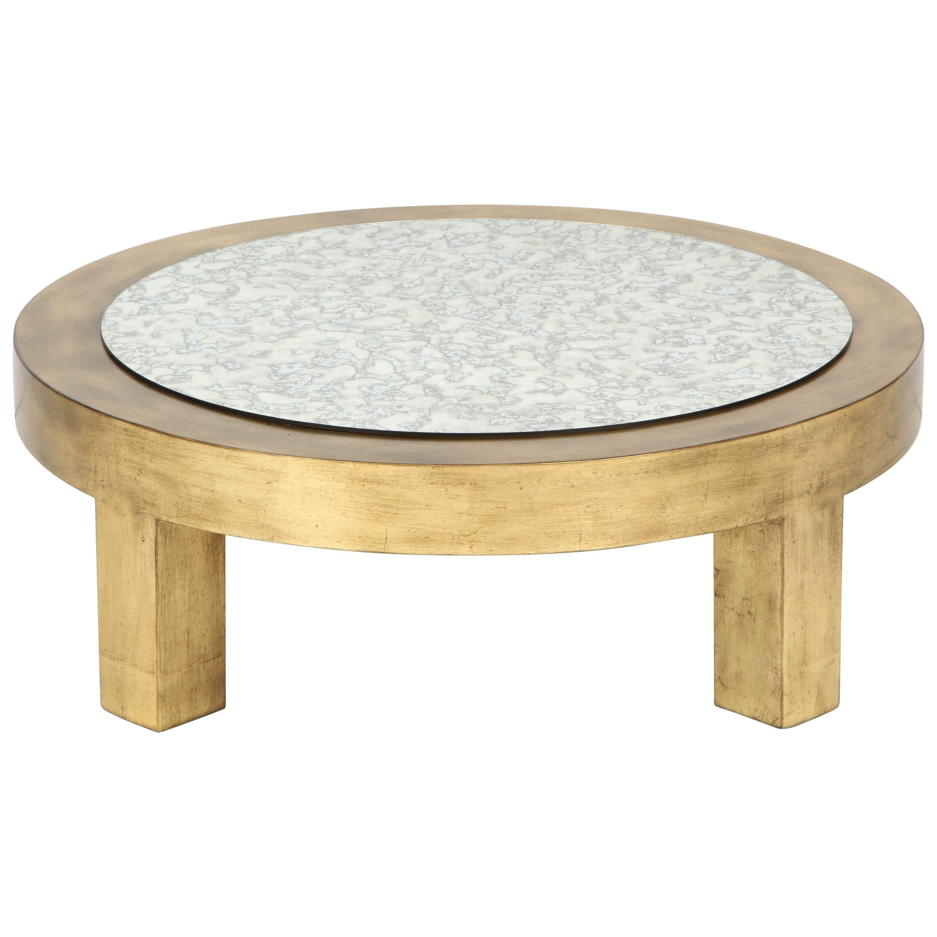 James Mont Gold Leaf Coffee Table, Signed For Sale