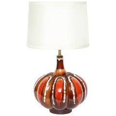 Vibrant Glazed West German Gored Ceramic Lamp