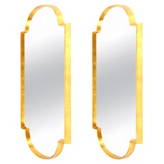 Mirrors, Pair of Tall Gold Leaf Mirrors, Designed by Area ID, Mid-Century Design