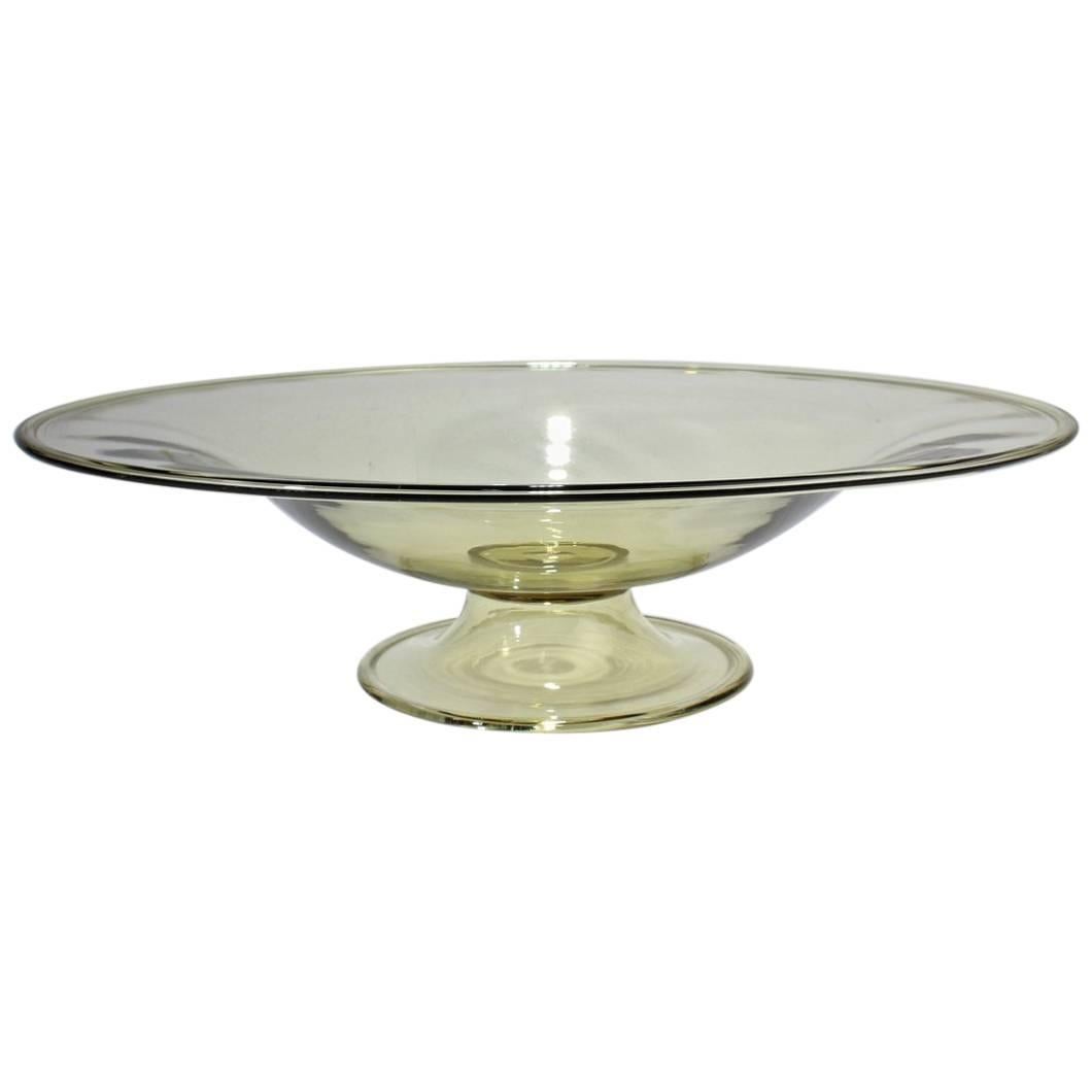 Large Venetian Midcentury Glass Footed Bowl Centrepiece Attributed to Salviati