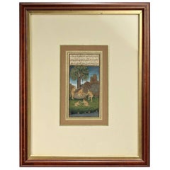Antiguo Manuscrito Indio / Indo-Persa Mogol Islámico Ilustrado con Monos
