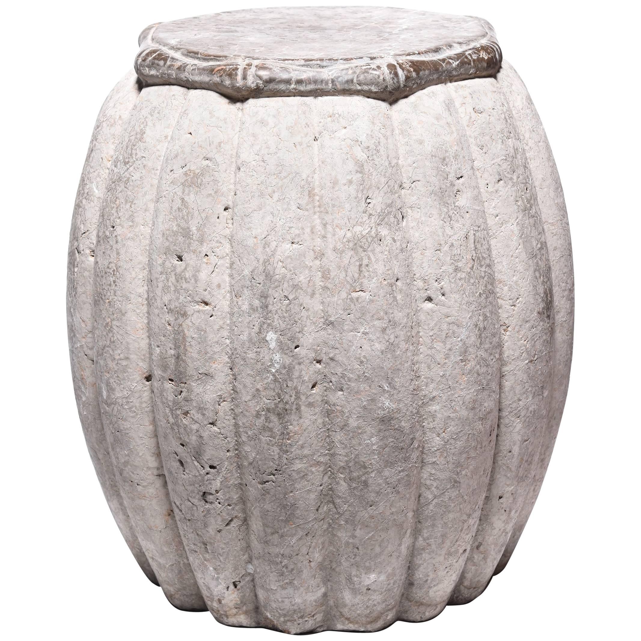 Chinese Melon Form Stone Drum