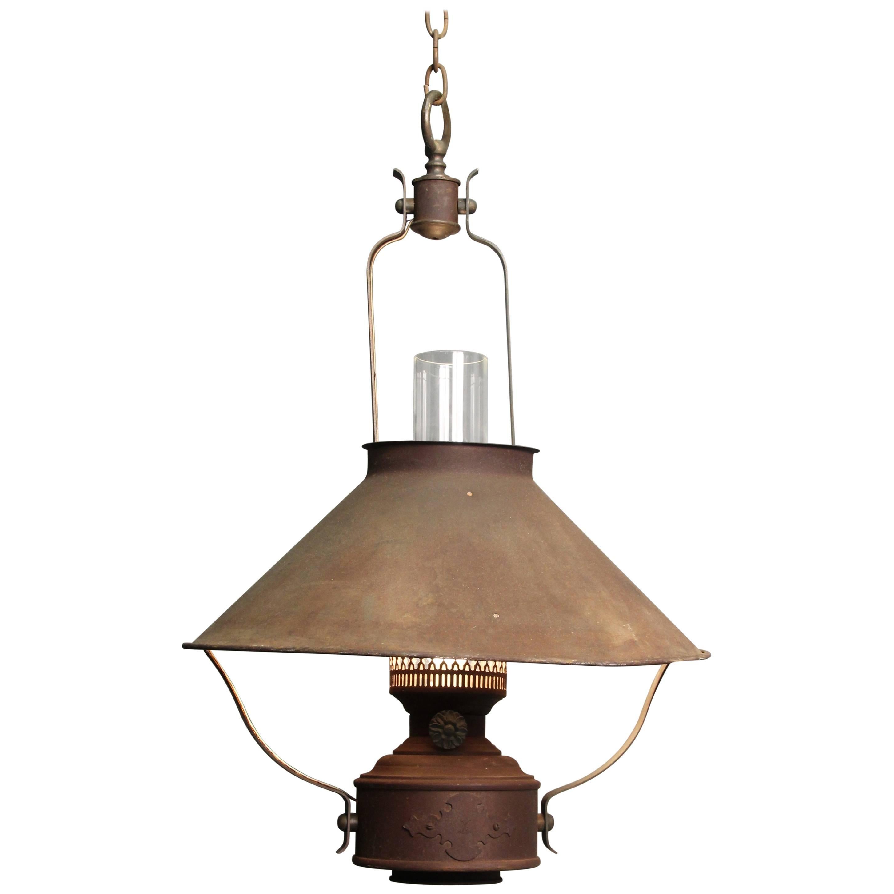 Antique Monterey Period Lantern, circa 1920s with Hurricane Glass