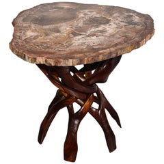 Petrified Wood Table with African Rosewood Foot