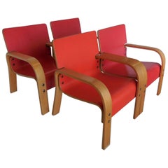 Set of Four Bent Plywood Lounge Chairs