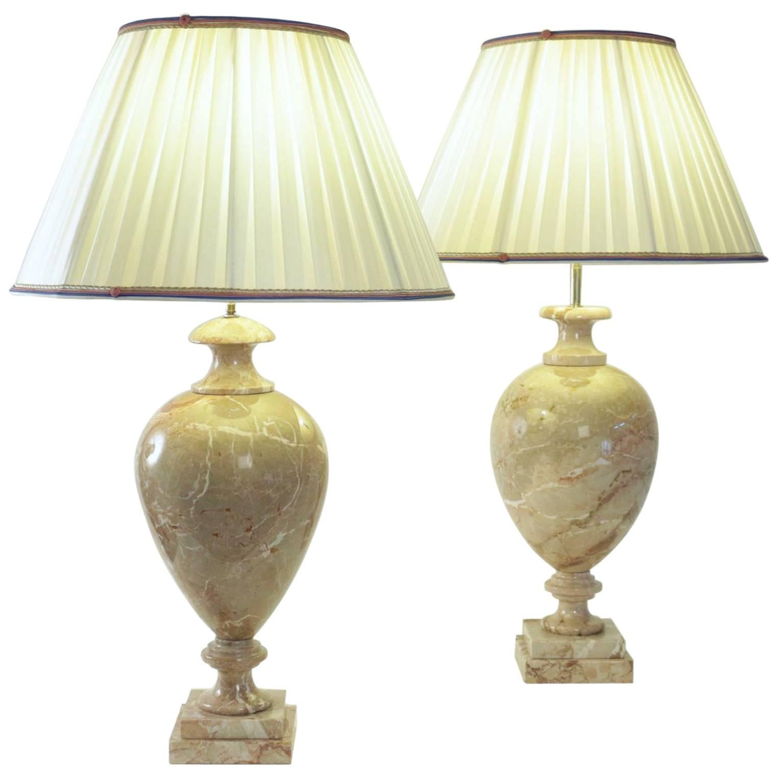 Pair of Marble Lamps from the 20th Century