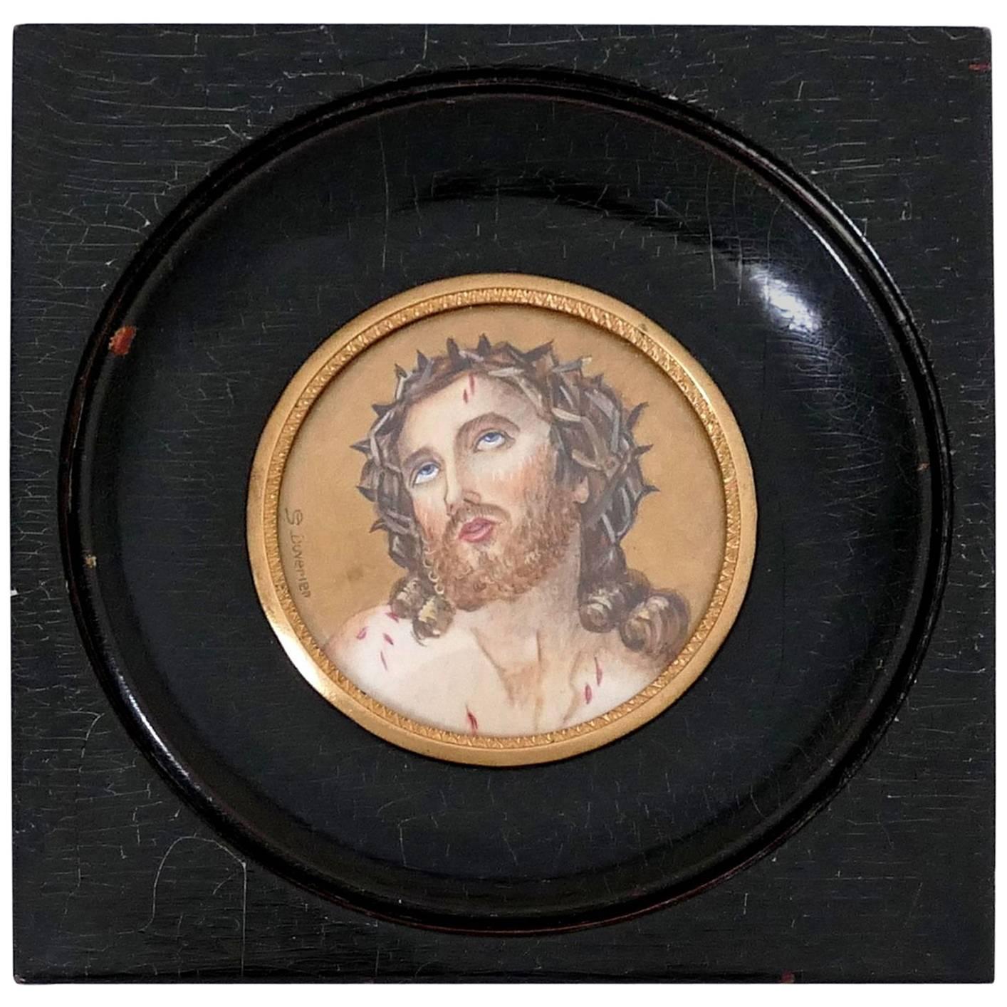 Duvivier Miniature Portrait Hand-Painting of Jesus Christ For Sale