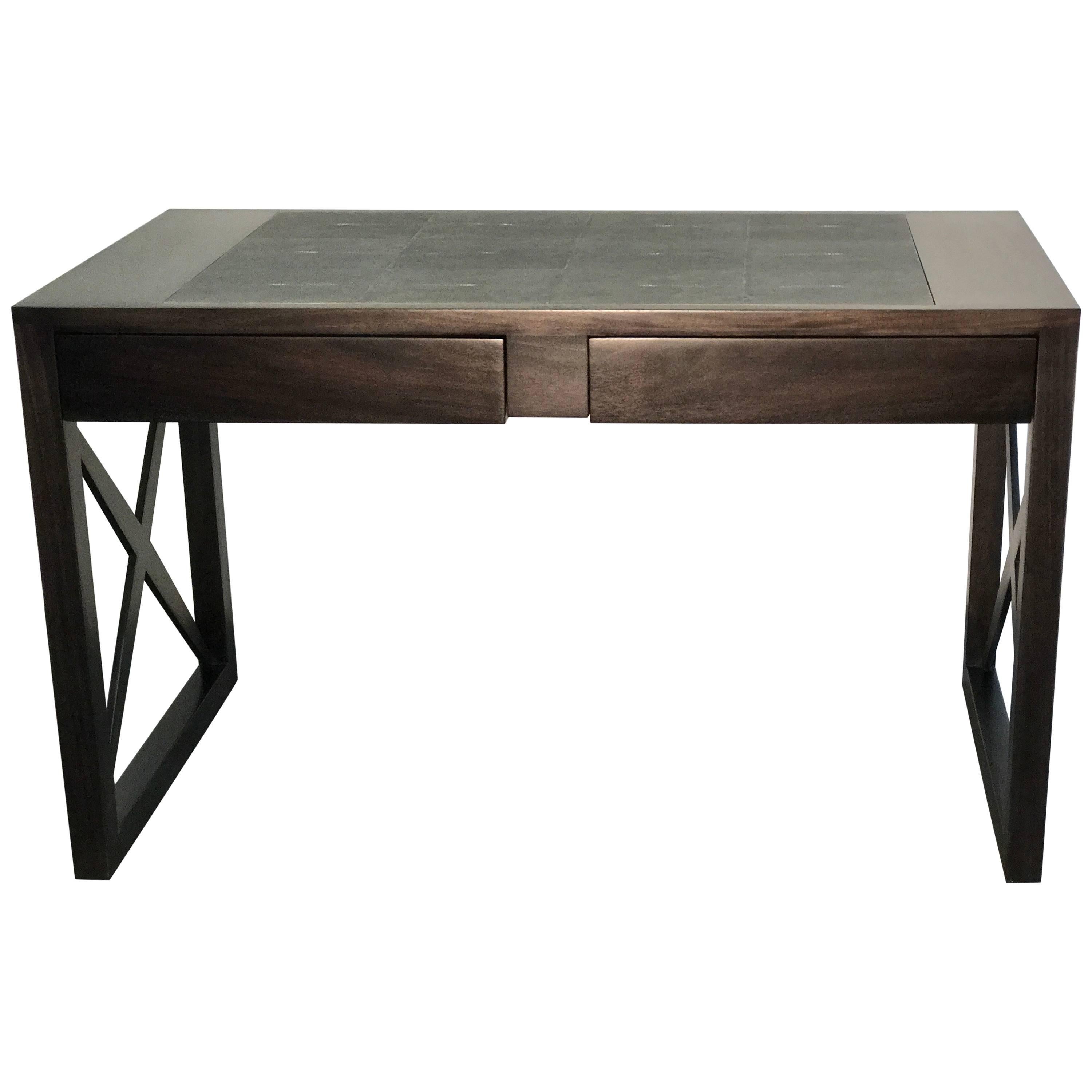 Shagreen and Mahogany Ebonized Desk For Sale