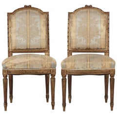 19th Century Pair of French Louis XVI Style Antique Side Chairs