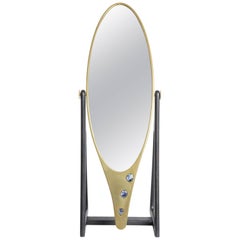 Brass and Corian 'Kookie' Freestanding Mirror by Felice James