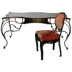 Set of Italian Modern Steel Writing Desk with Matching Desk Chair