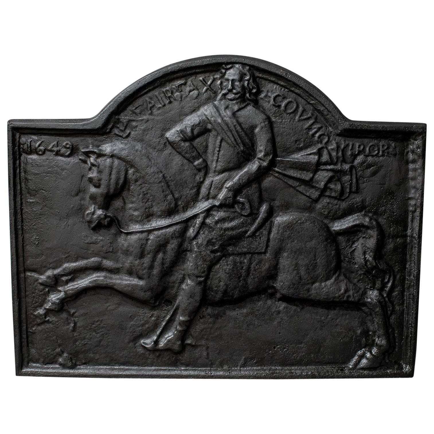 Antique Large Fire Back Reflector Plate Cast Iron, circa 1900