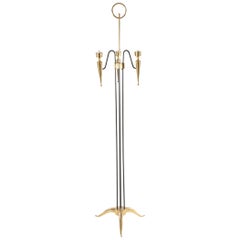 French Brass and Iron Floor Lamp, 1950