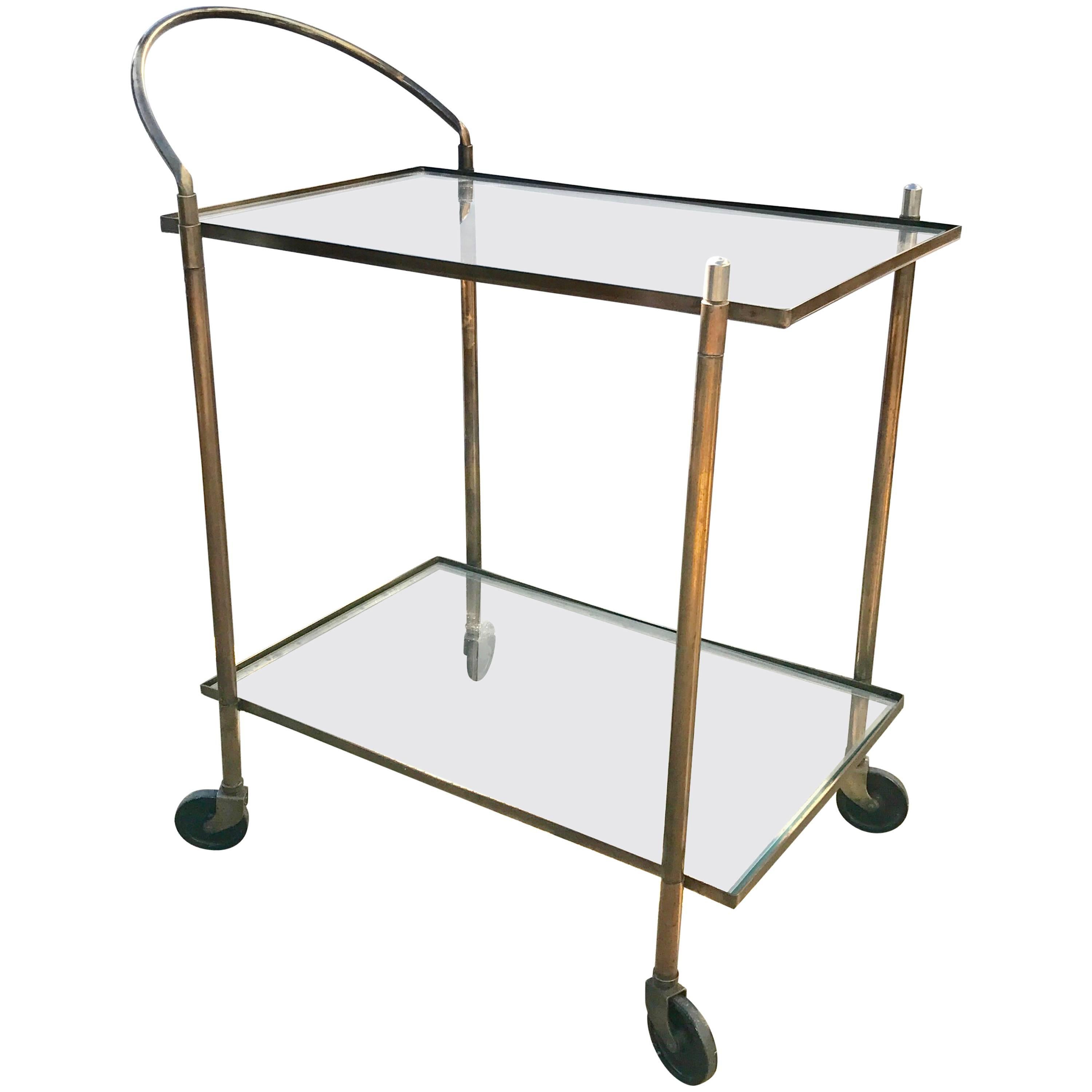 Vintage Brass Copper Bar Cart For Sale