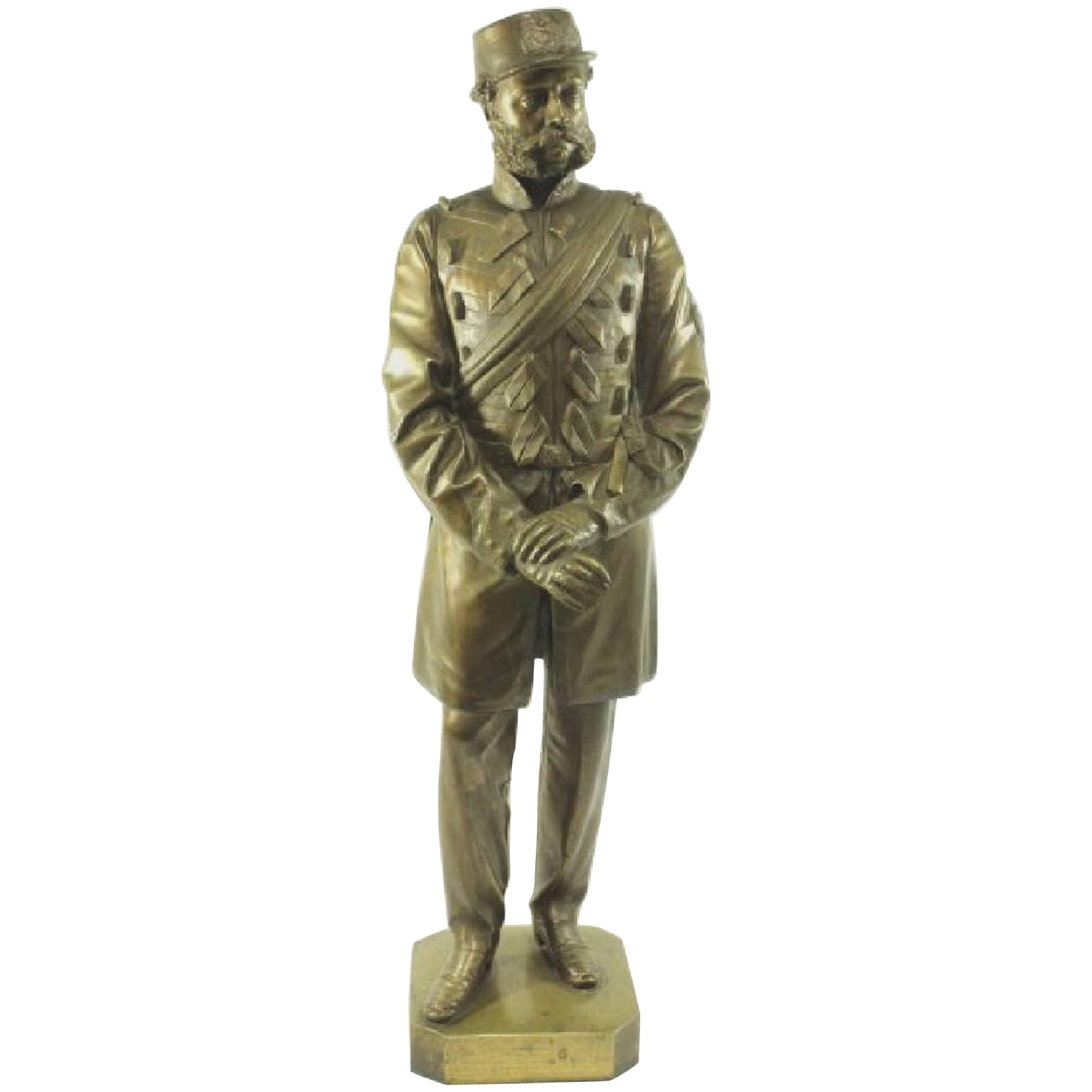 Bronze Portrait Figure of a British HAC Military Officer, T. Fowke London, 1865 For Sale
