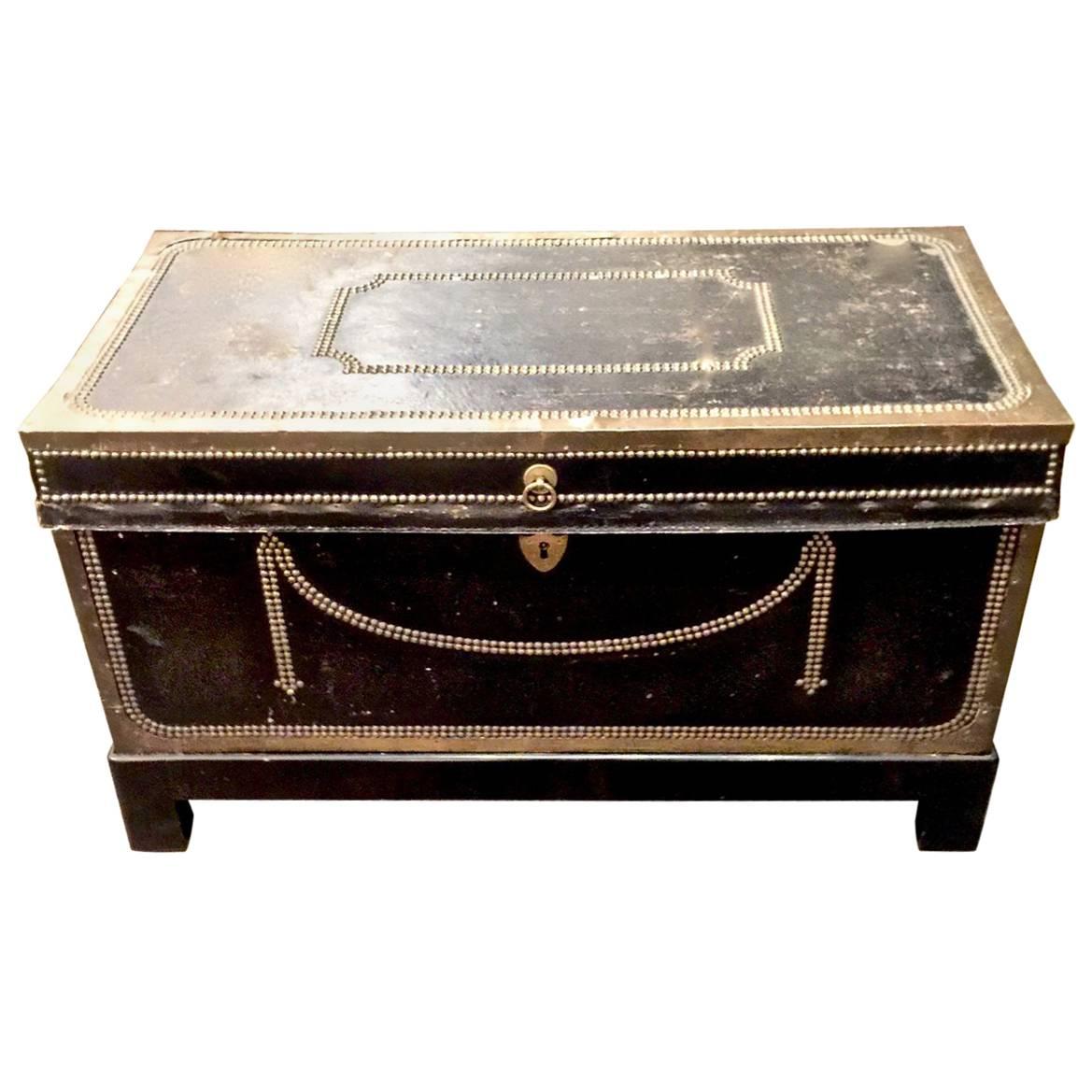 Early 19th Century Regency Leather Clad Campaign Chest