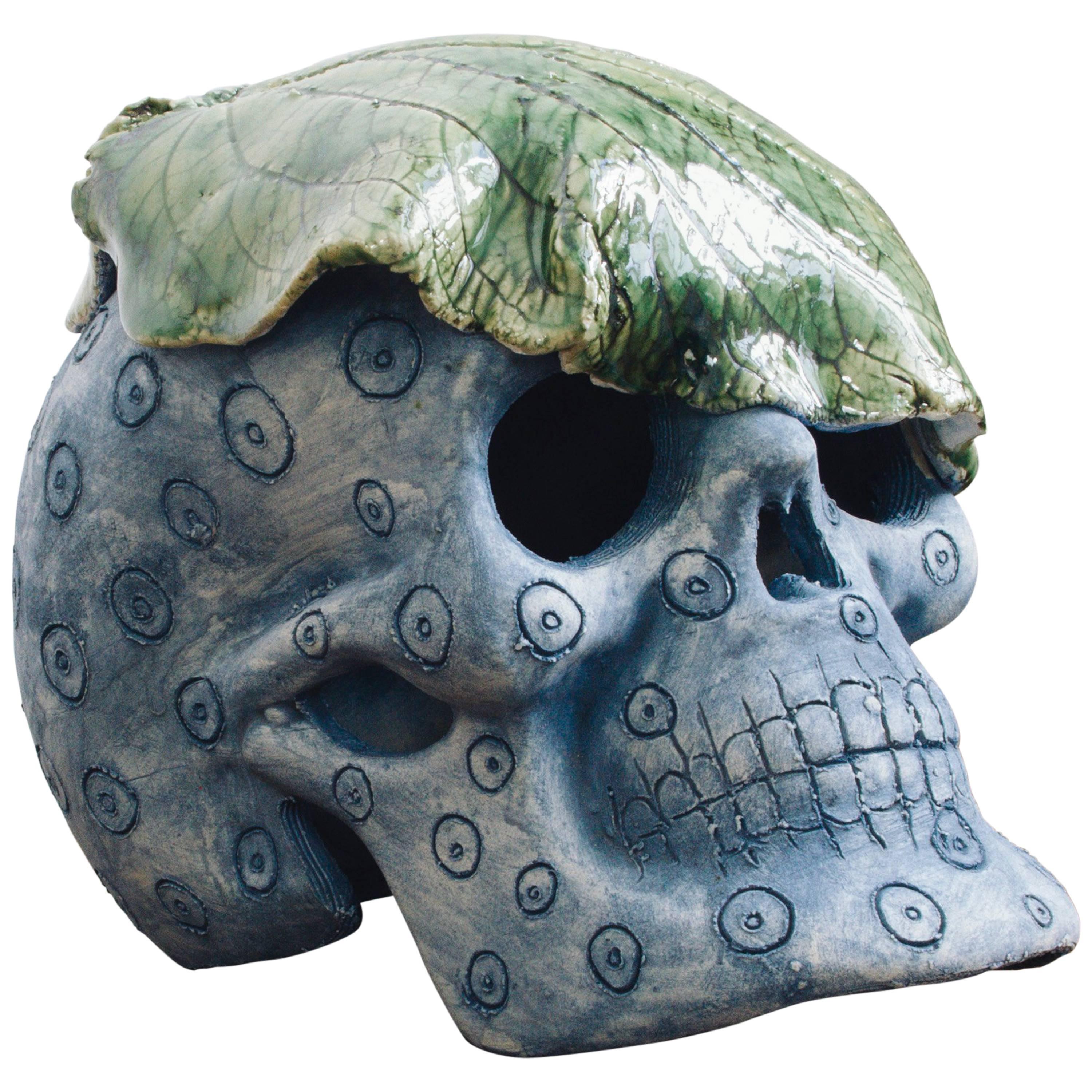 Mexican Day of The Dead Ceramic Skull Folk Art Sculpture, Edition 1/30