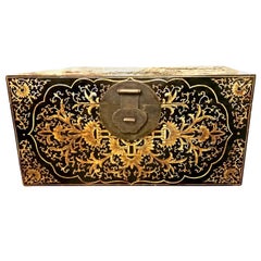 20th Century Chinese Painted Lacquered Chinoiserie Trunk or Chest