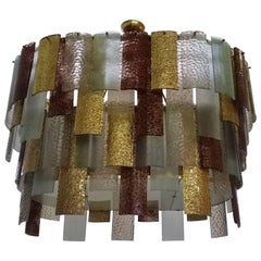 Murano Oval Multicolored MidCentury Chandelier, 1980