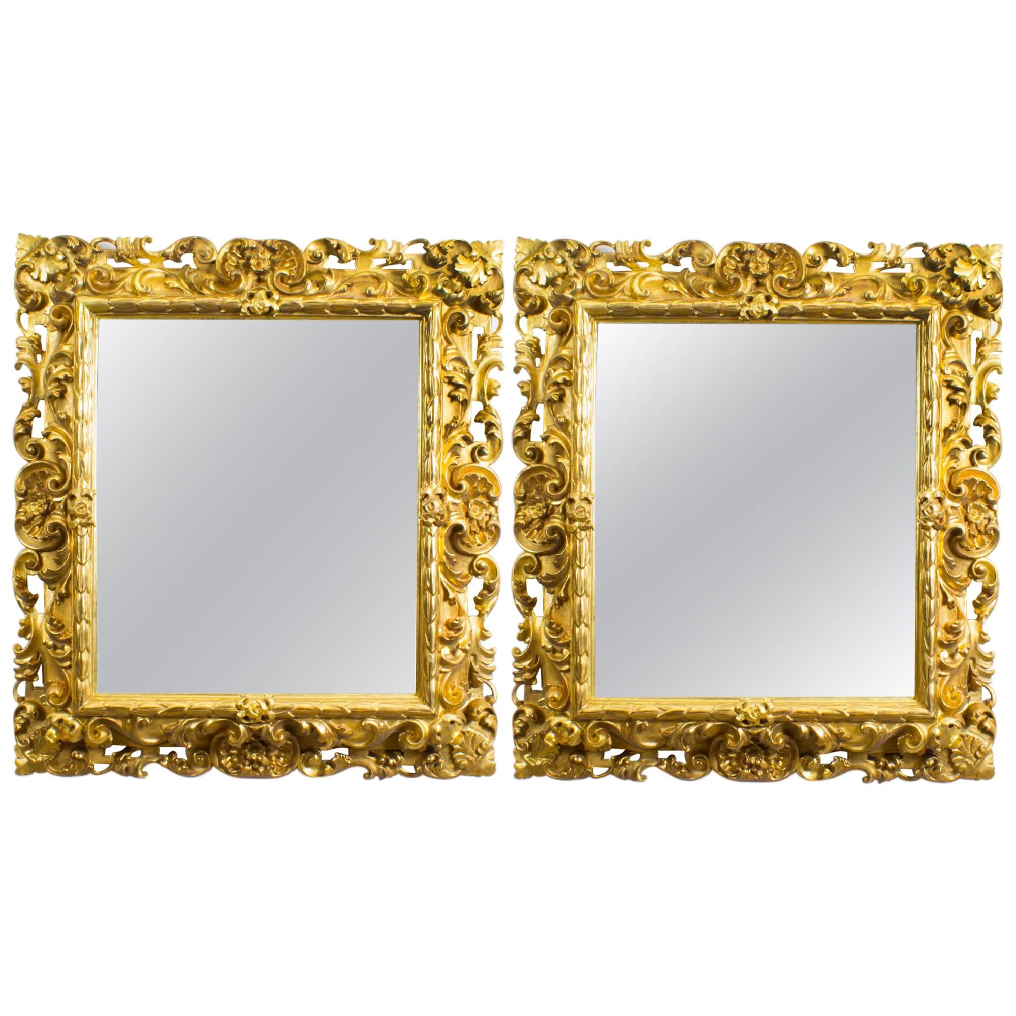 19th Century Pair of Florentine Giltwood Mirrors