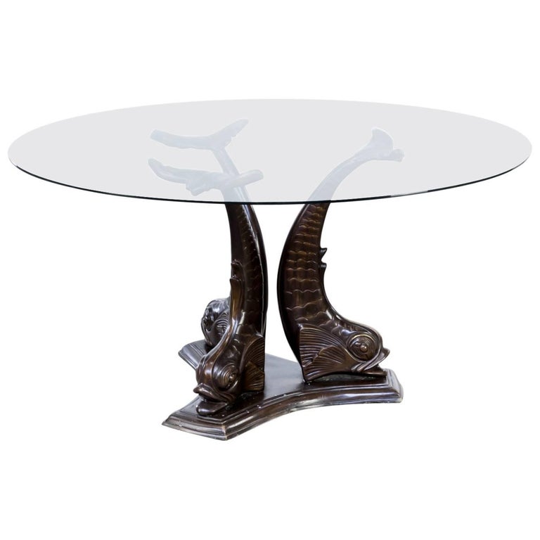 1960s Italian Brass Koi Fish Sculptural Dining Table at 1stDibs