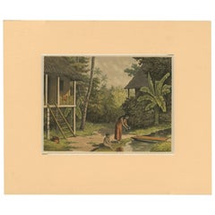 Antique Print of a House in Oleh-Leh, on Atjeh 'Sumatra, Indonesia' by Perelaer